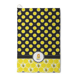 Honeycomb, Bees & Polka Dots Waffle Weave Golf Towel (Personalized)