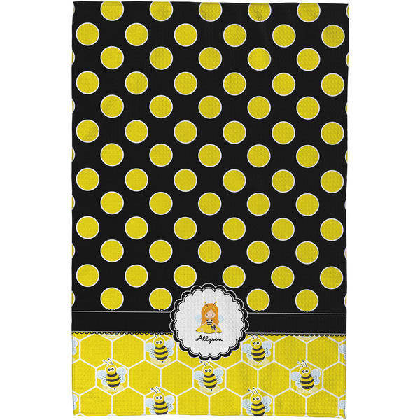 Honeycomb, Bees & Polka Dots Waffle Weave Towel - Full Color Print - Approval Image