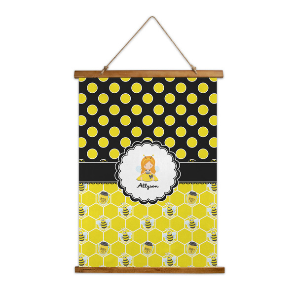 Custom Honeycomb, Bees & Polka Dots Wall Hanging Tapestry - Tall (Personalized)
