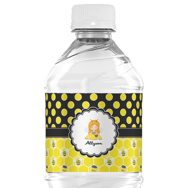 Custom Honeycomb, Bees & Polka Dots Water Bottle Labels - Custom Sized (Personalized)