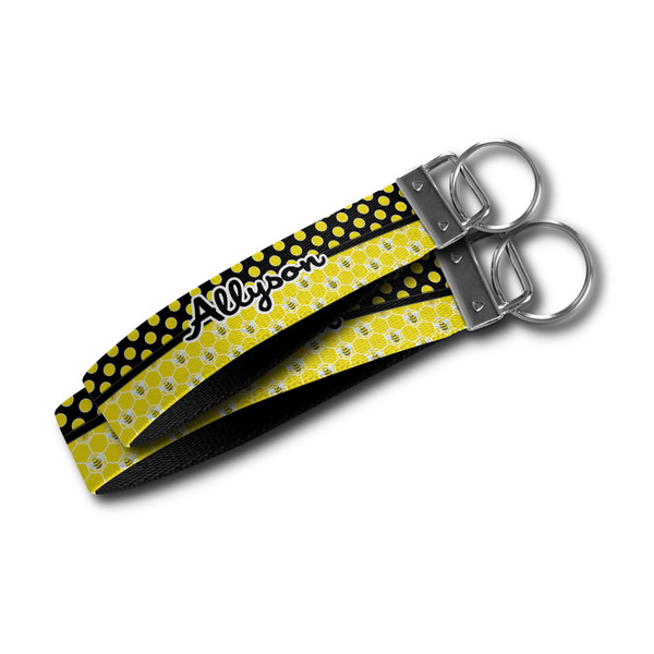 Honeycomb, Bees & Polka Dots Webbing Keychain FOBs - Size Comparison