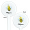 Honeycomb, Bees & Polka Dots White Plastic 5.5" Stir Stick - Double Sided - Round - Front & Back