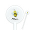 Honeycomb, Bees & Polka Dots White Plastic 5.5" Stir Stick - Round - Closeup