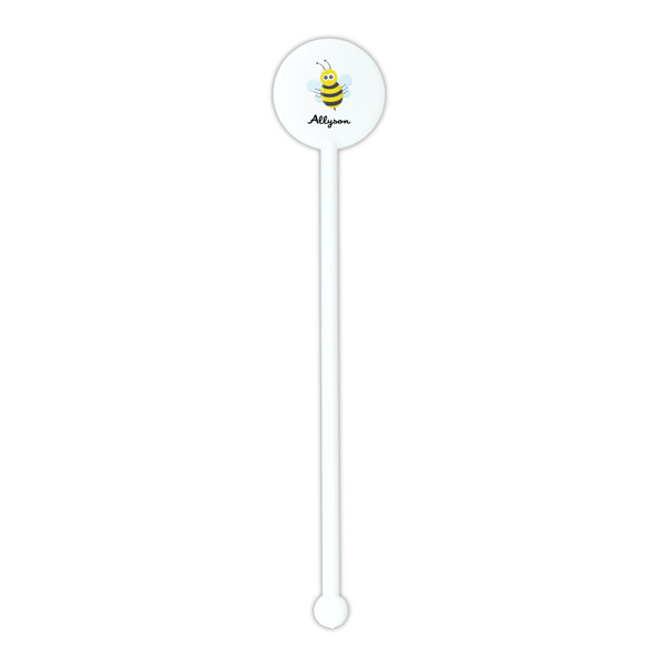 Honeycomb, Bees & Polka Dots White Plastic 5.5" Stir Stick - Round - Single Stick