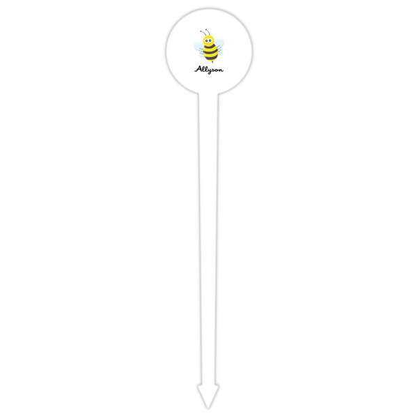 Honeycomb, Bees & Polka Dots White Plastic 6" Food Pick - Round - Single Pick