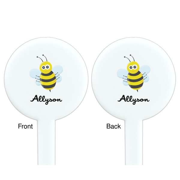 Honeycomb, Bees & Polka Dots White Plastic 7" Stir Stick - Double Sided - Round - Front & Back
