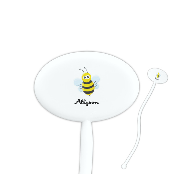 Custom Honeycomb, Bees & Polka Dots Oval Plastic Stir Sticks (Personalized)