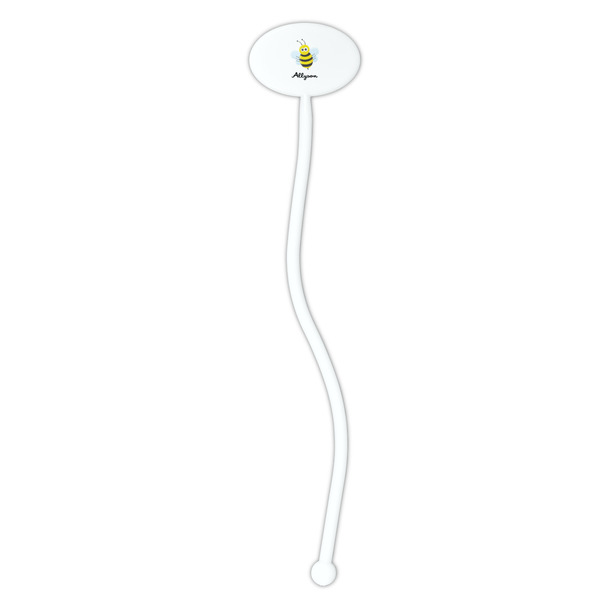 Honeycomb, Bees & Polka Dots White Plastic 7" Stir Stick - Oval - Single Stick