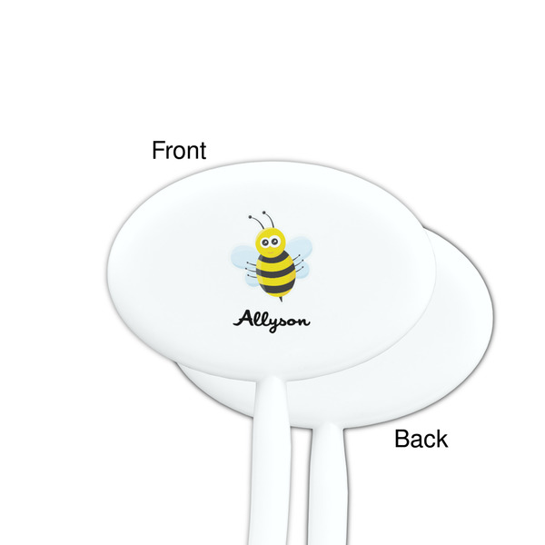 Honeycomb, Bees & Polka Dots White Plastic 7" Stir Stick - Single Sided - Oval - Front & Back