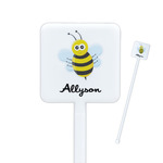 Honeycomb, Bees & Polka Dots Square Plastic Stir Sticks (Personalized)
