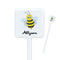 Honeycomb, Bees & Polka Dots White Plastic Stir Stick - Square - Closeup