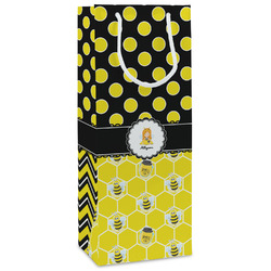 Honeycomb, Bees & Polka Dots Wine Gift Bags - Matte (Personalized)