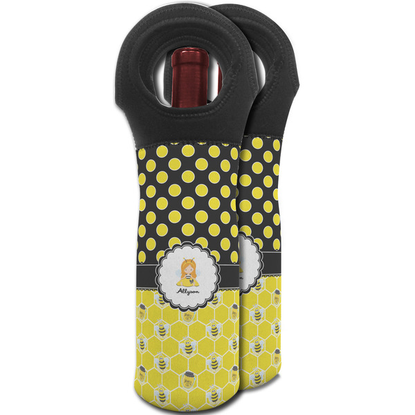 Honeycomb, Bees & Polka Dots Wine Tote Bag - MAIN