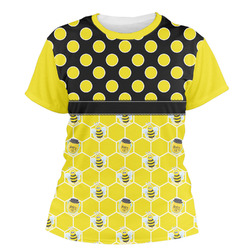 Honeycomb, Bees & Polka Dots Women's Crew T-Shirt - Medium