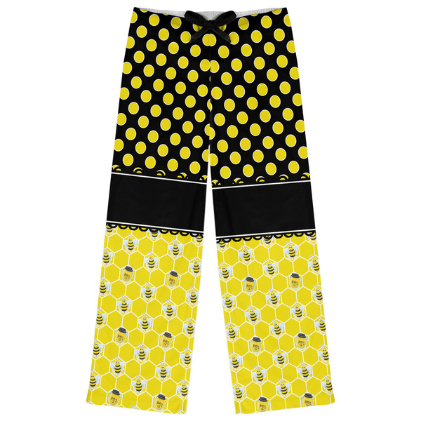 Custom Honeycomb, Bees & Polka Dots Womens Pajama Pants - S