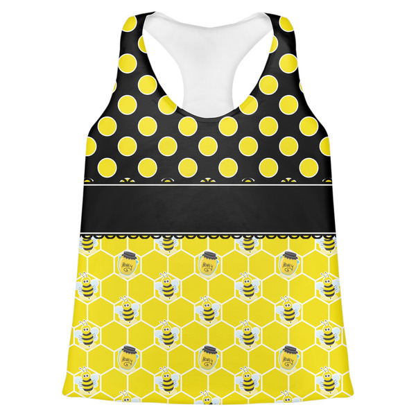 Custom Honeycomb, Bees & Polka Dots Womens Racerback Tank Top - Medium