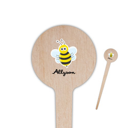Honeycomb, Bees & Polka Dots 4" Round Wooden Food Picks - Double Sided (Personalized)
