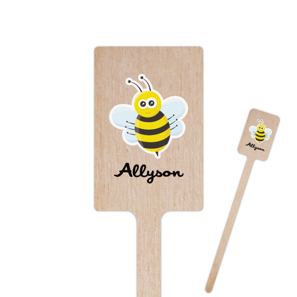 Custom Honeycomb, Bees & Polka Dots 6.25" Rectangle Wooden Stir Sticks - Single Sided (Personalized)