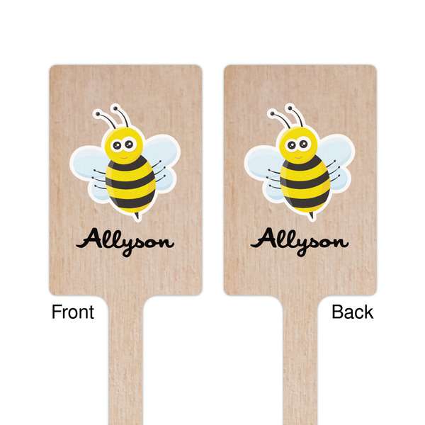 Honeycomb, Bees & Polka Dots Wooden 6.25" Stir Stick - Rectangular - Double Sided - Front & Back