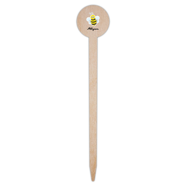 Honeycomb, Bees & Polka Dots Wooden 6" Food Pick - Round - Single Pick