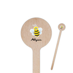 Honeycomb, Bees & Polka Dots 6" Round Wooden Stir Sticks - Single Sided (Personalized)