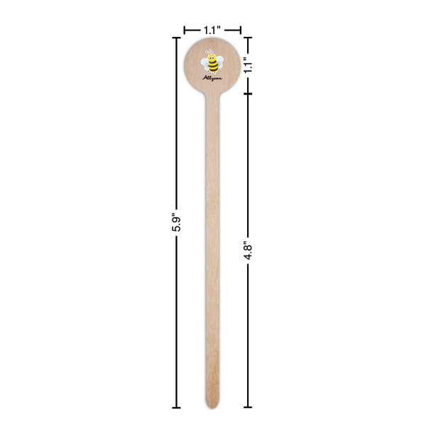 Honeycomb, Bees & Polka Dots Wooden 6" Stir Stick - Round - Dimensions