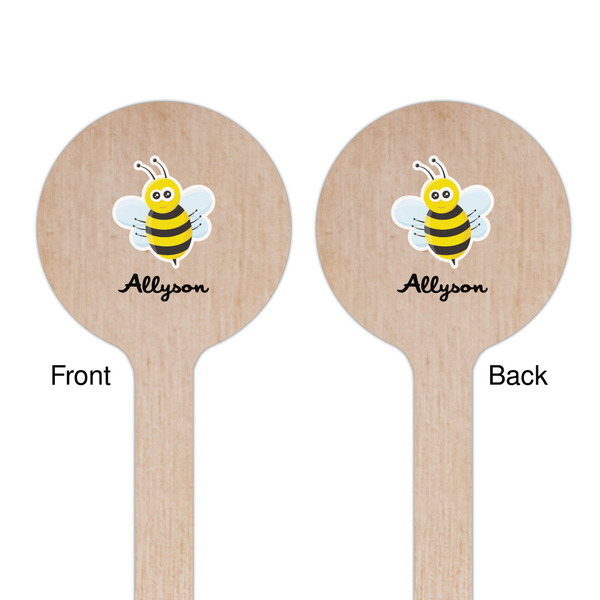 Honeycomb, Bees & Polka Dots Wooden 7.5" Stir Stick - Round - Double Sided - Front & Back