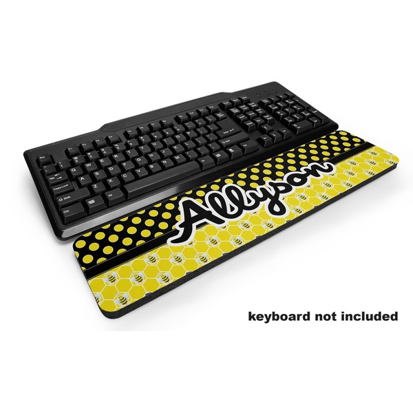 Custom Honeycomb, Bees & Polka Dots Keyboard Wrist Rest (Personalized)