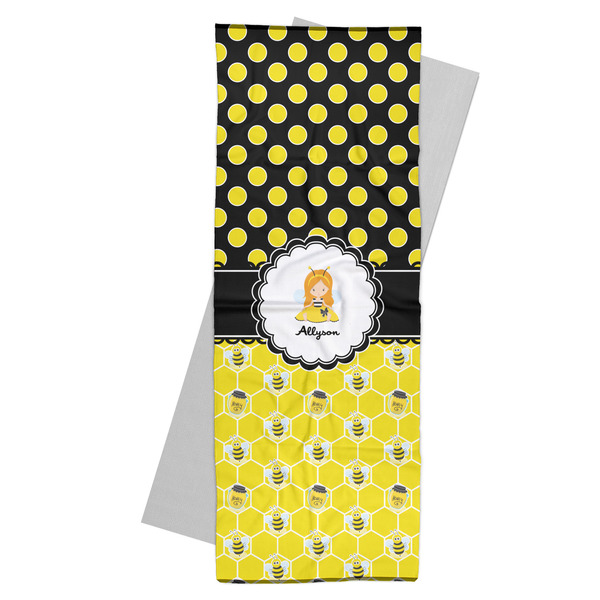 Custom Honeycomb, Bees & Polka Dots Yoga Mat Towel (Personalized)