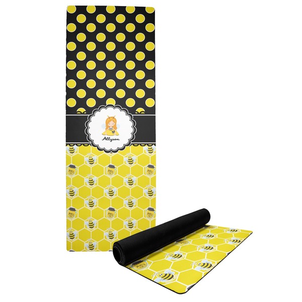 Custom Honeycomb, Bees & Polka Dots Yoga Mat (Personalized)