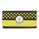 Honeycomb, Bees & Polka Dots Leatherette Ladies Wallet (Personalized)