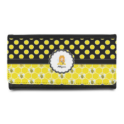 Honeycomb, Bees & Polka Dots Leatherette Ladies Wallet (Personalized)