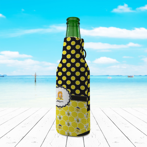 Honeycomb, Bees & Polka Dots Zipper Bottle Cooler - LIFESTYLE