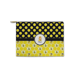 Honeycomb, Bees & Polka Dots Zipper Pouch - Small - 8.5"x6" (Personalized)