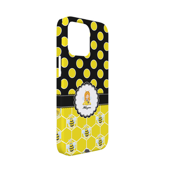 Custom Honeycomb, Bees & Polka Dots iPhone Case - Plastic - iPhone 13 Mini (Personalized)