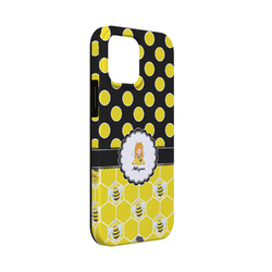 Honeycomb, Bees & Polka Dots iPhone Case - Rubber Lined - iPhone 13 Mini (Personalized)