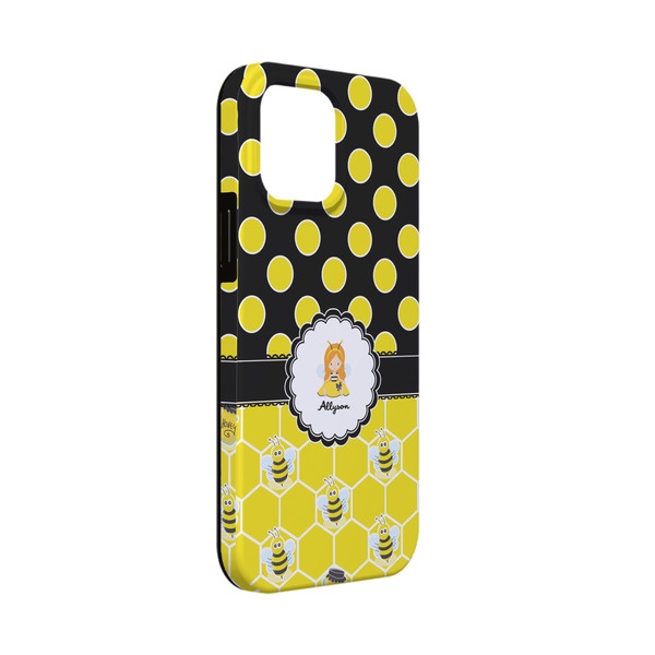 Custom Honeycomb, Bees & Polka Dots iPhone Case - Rubber Lined - iPhone 13 Mini (Personalized)