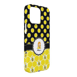 Honeycomb, Bees & Polka Dots iPhone Case - Plastic - iPhone 13 Pro Max (Personalized)