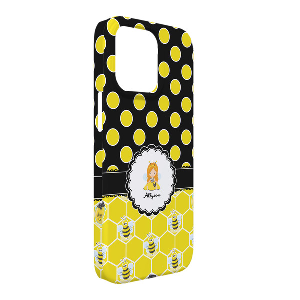 Custom Honeycomb, Bees & Polka Dots iPhone Case - Plastic - iPhone 13 Pro Max (Personalized)