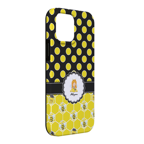 Custom Honeycomb, Bees & Polka Dots iPhone Case - Rubber Lined - iPhone 13 Pro Max (Personalized)