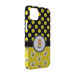 Honeycomb, Bees & Polka Dots iPhone Case - Plastic - iPhone 14 (Personalized)