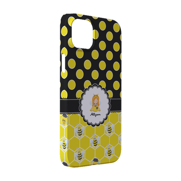 Custom Honeycomb, Bees & Polka Dots iPhone Case - Plastic - iPhone 14 (Personalized)