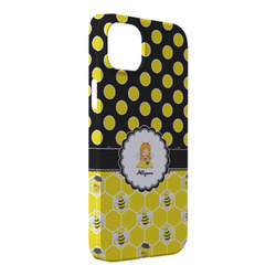 Honeycomb, Bees & Polka Dots iPhone Case - Plastic - iPhone 14 Plus (Personalized)