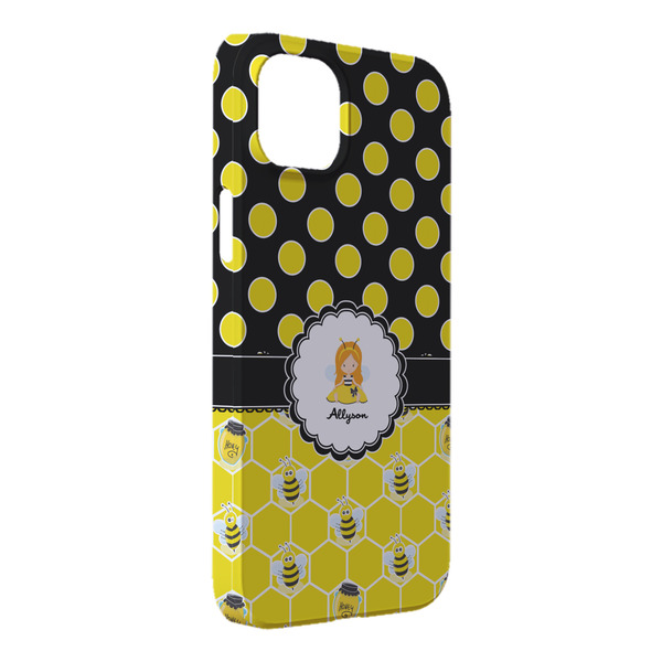 Custom Honeycomb, Bees & Polka Dots iPhone Case - Plastic - iPhone 14 Plus (Personalized)