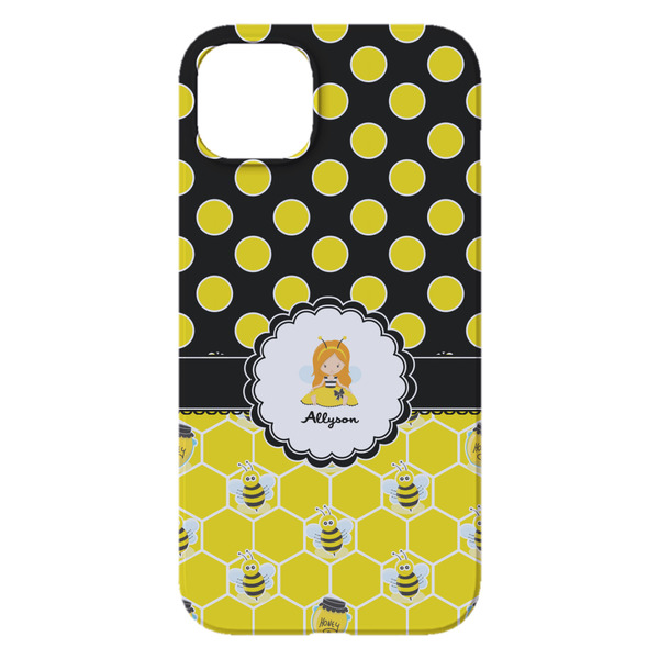 Honeycomb, Bees & Polka Dots iPhone 14 Plus Case - Back