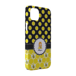 Honeycomb, Bees & Polka Dots iPhone Case - Plastic - iPhone 14 Pro (Personalized)