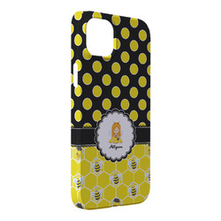 Honeycomb, Bees & Polka Dots iPhone Case - Plastic - iPhone 14 Pro Max (Personalized)