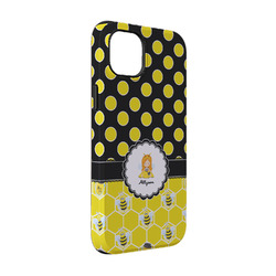 Honeycomb, Bees & Polka Dots iPhone Case - Rubber Lined - iPhone 14 Pro (Personalized)