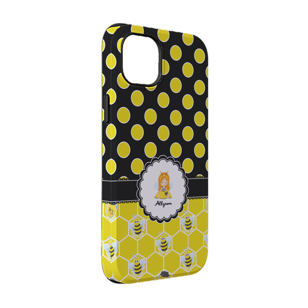 Custom Honeycomb, Bees & Polka Dots iPhone Case - Rubber Lined - iPhone 14 Pro (Personalized)