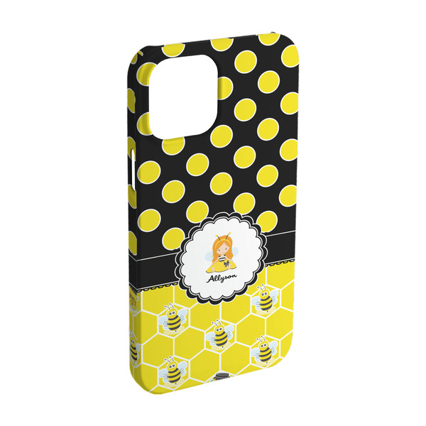 Custom Honeycomb, Bees & Polka Dots iPhone Case - Plastic - iPhone 15 (Personalized)